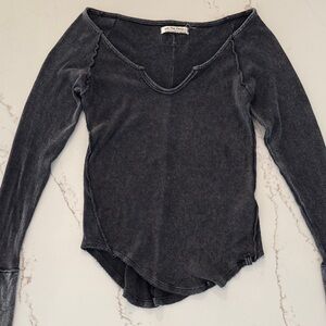 We The Free Charcoal Long Sleeve Top